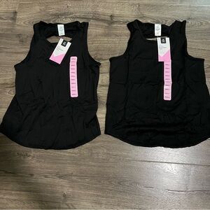 2 NWT Member's Mark Women's Everyday Perforated Black Tank Top Bundle Sz Small